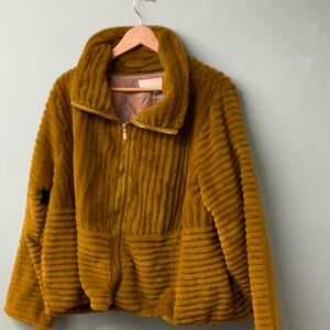 Anthropologie Golden Faux Fur Jacket